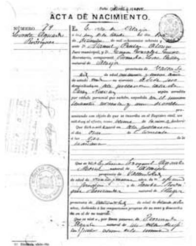 certificado de nacimiento Huelva